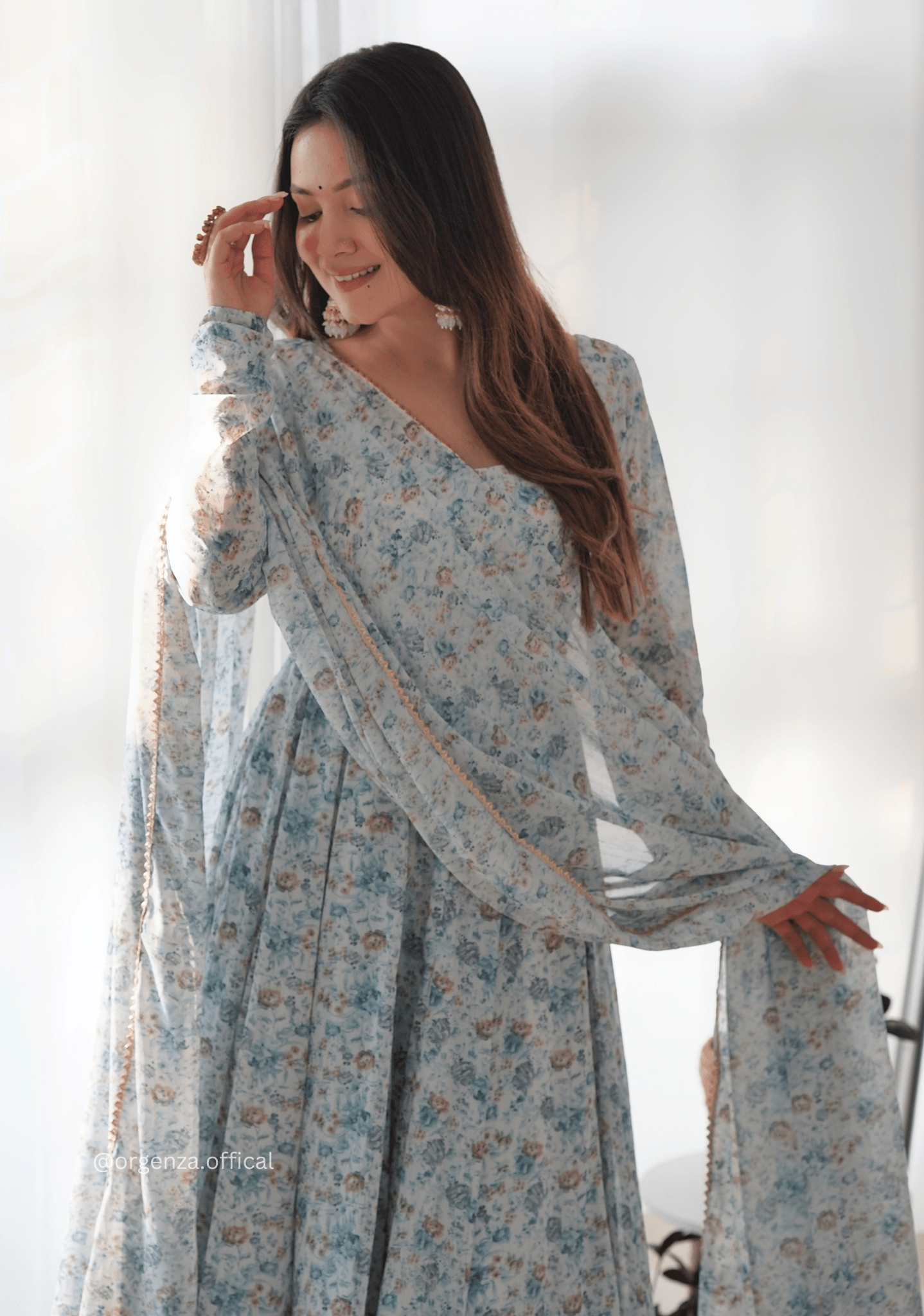 Pure Chiffon Floral Print Kurti Set - Orgenza Store - digisoch