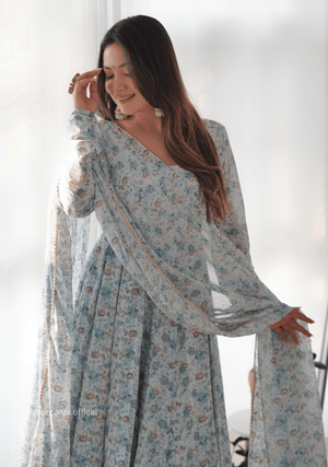 Pure Chiffon Floral Print Kurti Set - Orgenza Store - digisoch