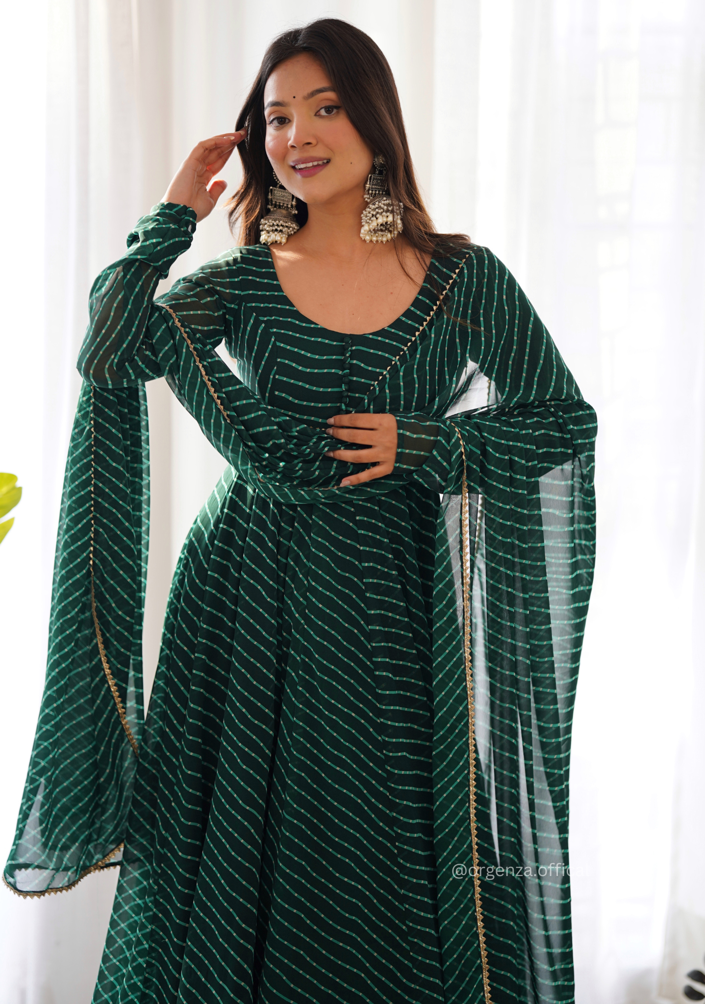 Georgette Silk Laheriya Print Anarkali - Orgenza Store