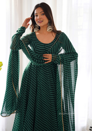 Georgette Silk Laheriya Print Anarkali - Orgenza Store