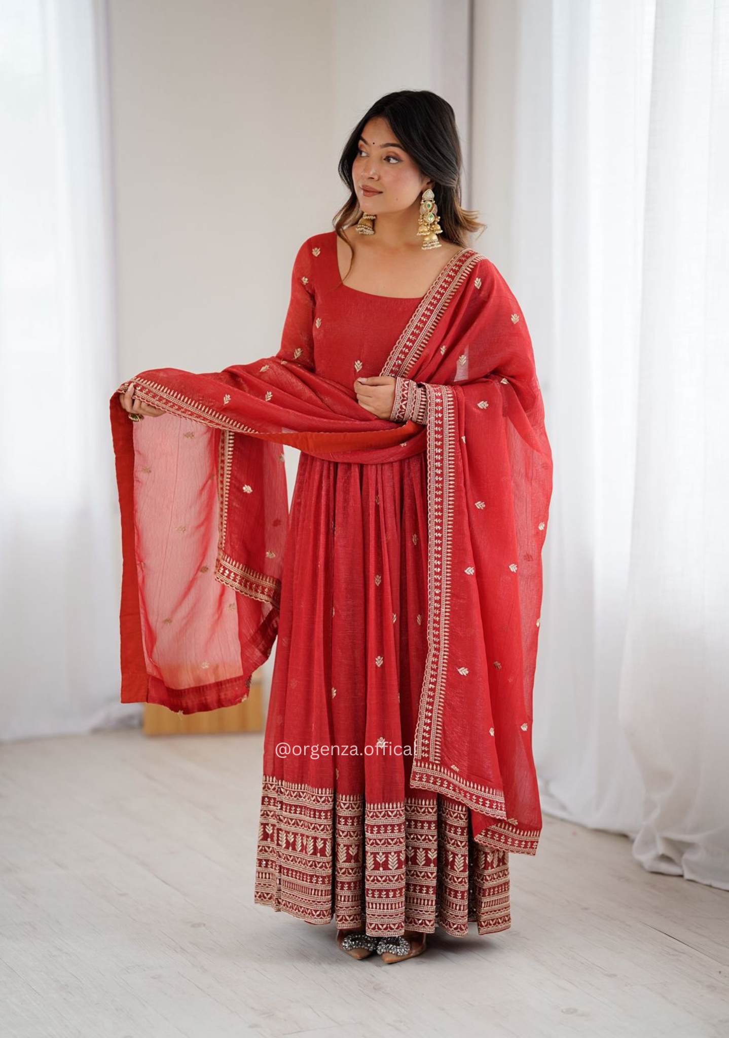 Bridal & Festive Special Pure Crunchy Silk Fully Flared Anarkali Set