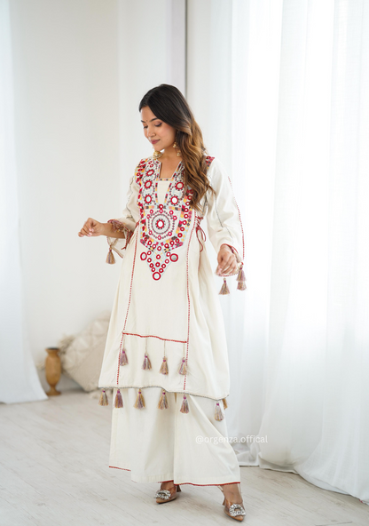 White Colour Premium Designer Co-ord Set
