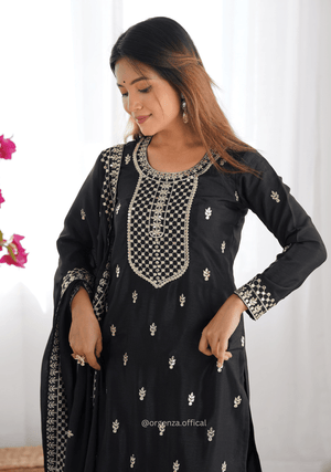 Chinon Silk Fabric Straight Fit Kurta With Dupatta Set - Orgenza Store - digisoch