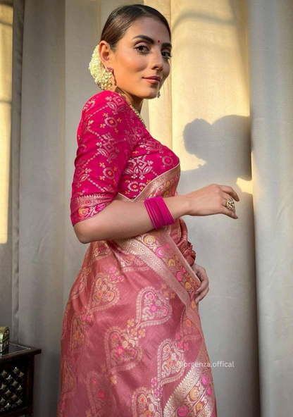 Lichi Silk Saree With Jacquard Zari Work