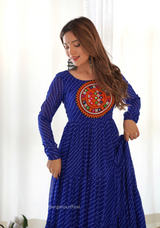 Georgette Laheriya Print Ruffle Anarkali