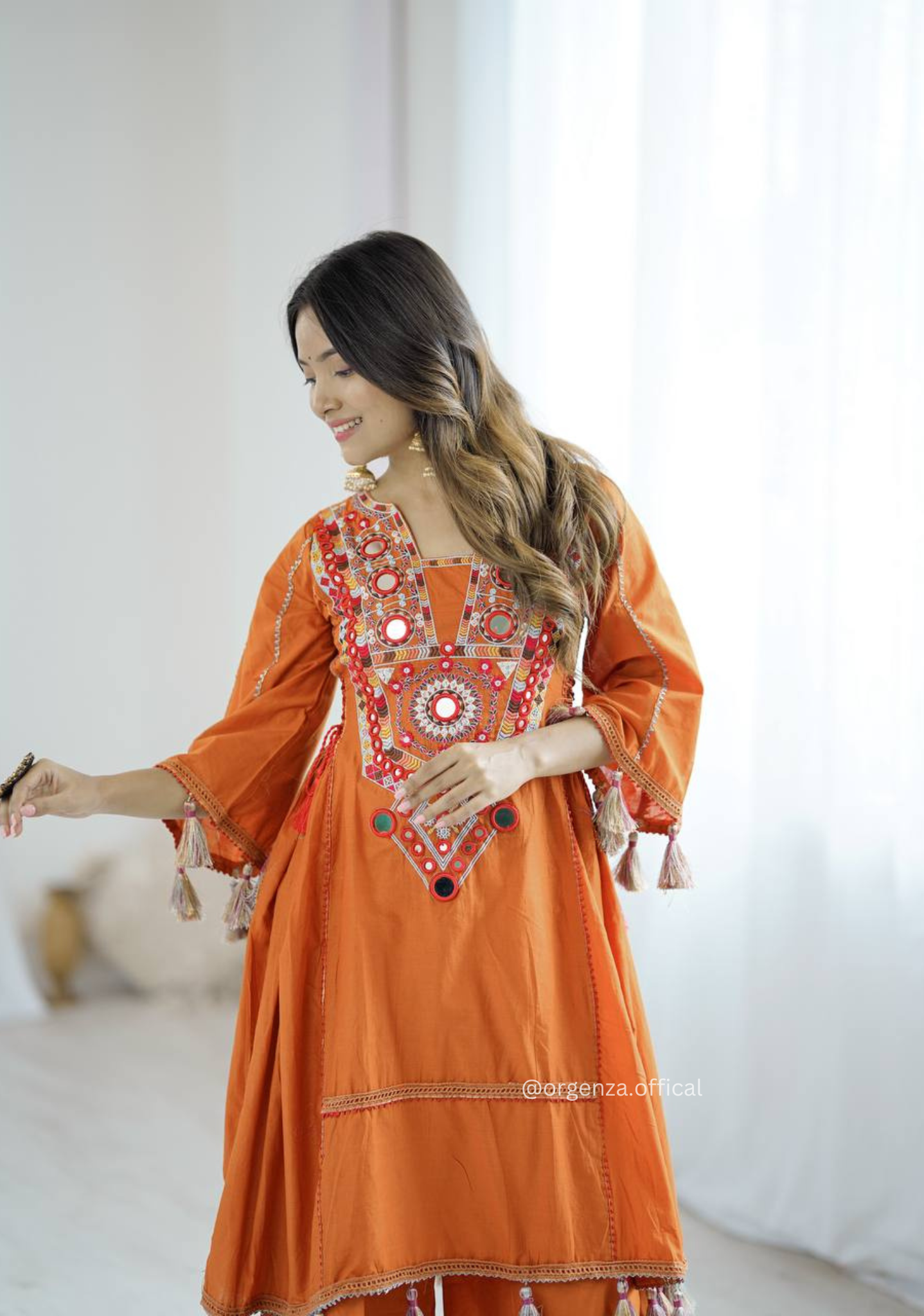 Orange Colour Premium Designer Co-ord Set