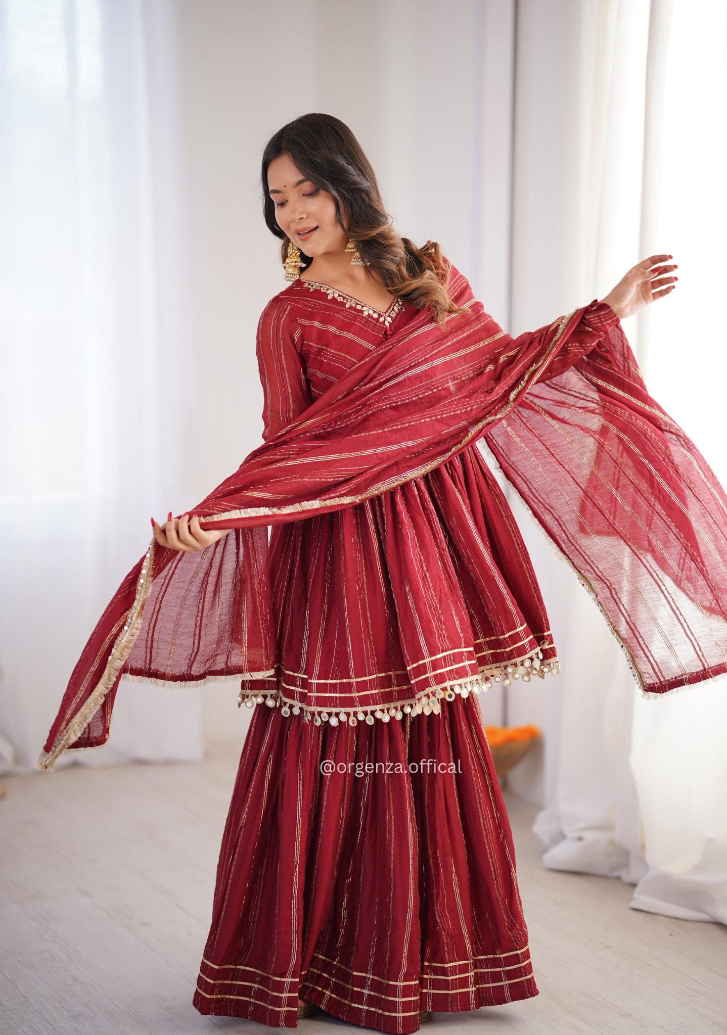 Mal Chanderi Mirror Work Sharara Set for Women