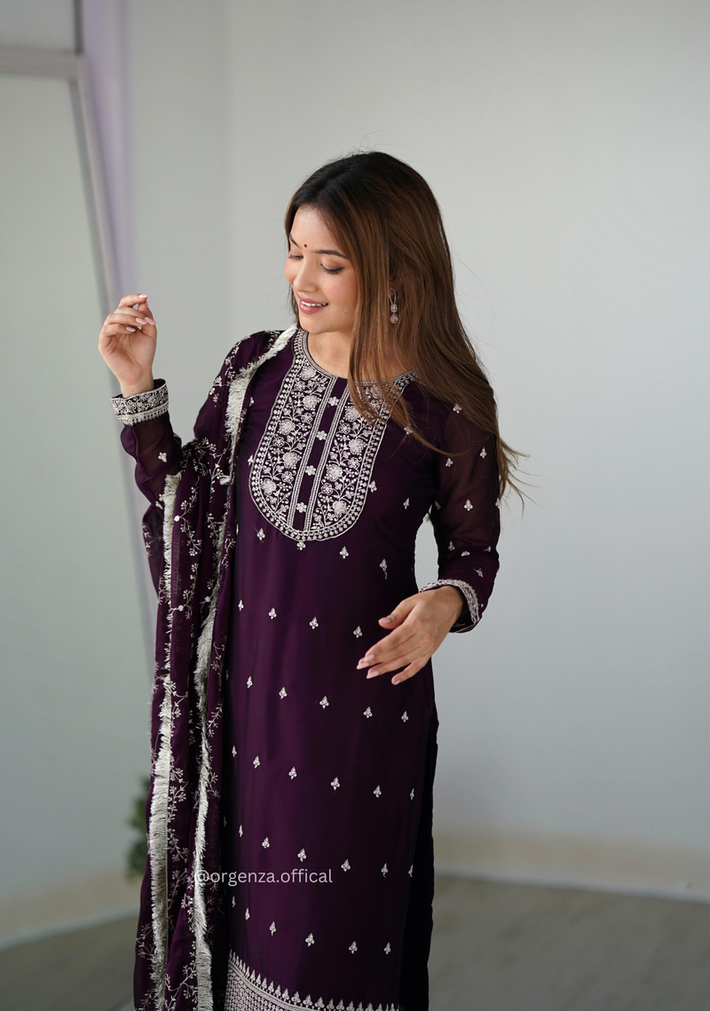 Rangoli Fabric Straight Fit Kurta With Dupatta Set