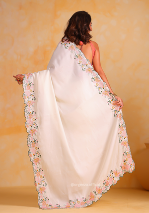 Tussar Satin Silk Saree With Embroidery Viscos Thread Work - Orgenza Store