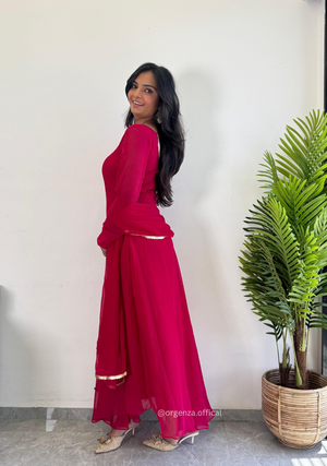 Pink Colour Pure Georgette Gown - Orgenza Store
