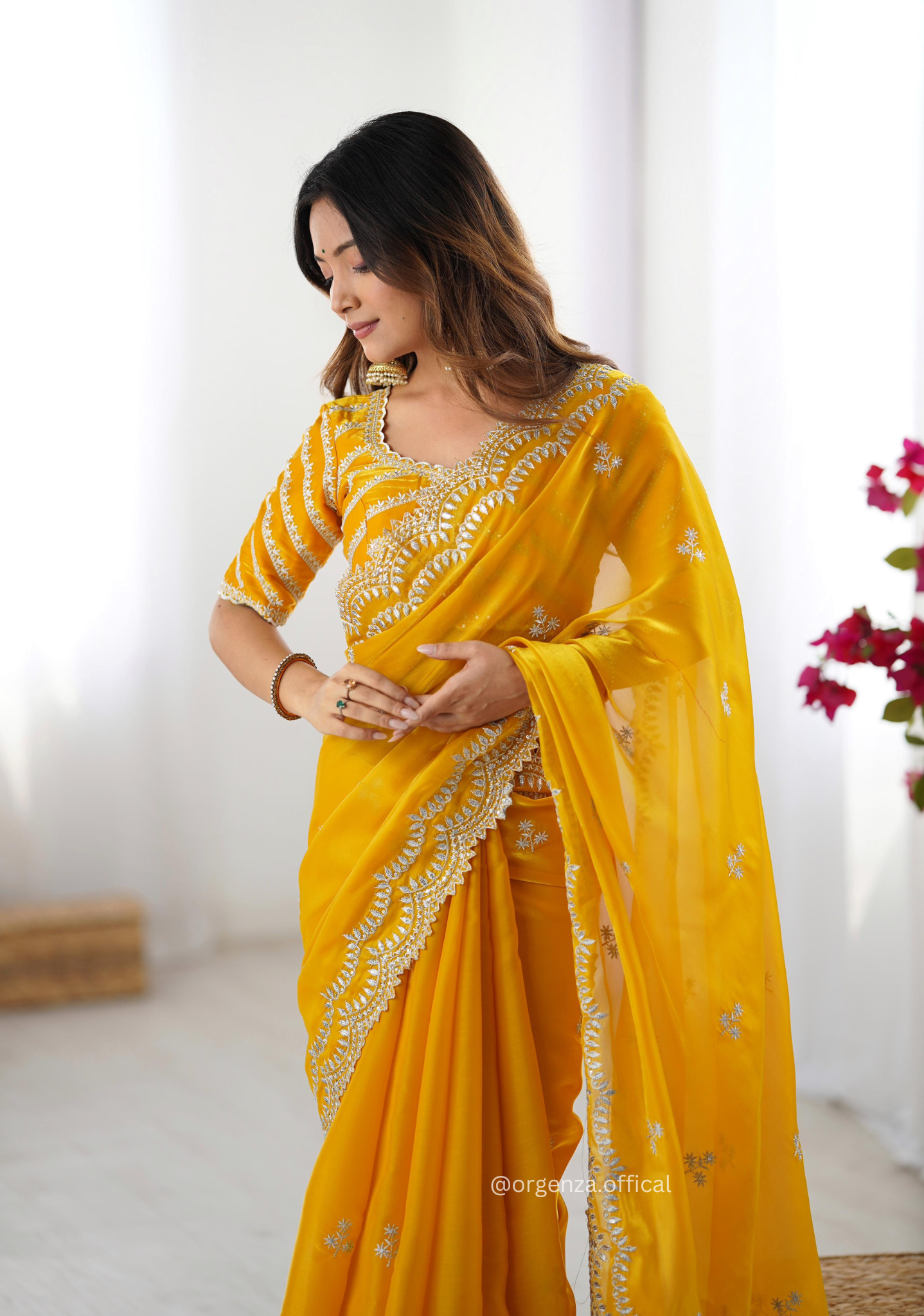 Soft jimmy Choo Silk Saree With Sequence Work - Orgenza Store