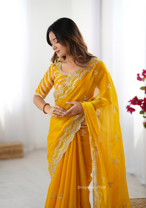 Soft jimmy Choo Silk Saree With Sequence Work - Orgenza Store