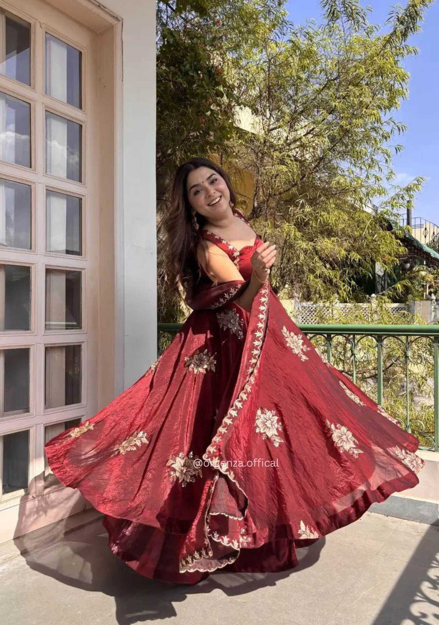 Fendy Satin Gown with Sequins & Zari Work | Designer Party Wear Ethnic Outfit for Women - Orgenza Store - digisoch
