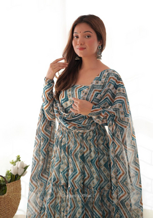 Pure Soft Georgette Ruffle Anarkali - Orgenza Store