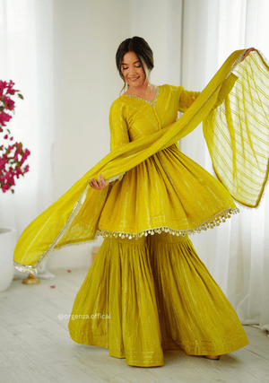 Lemon Colour Kediya Sharara Palazzo Fully Stitched Kurti - Orgenza Store - digisoch