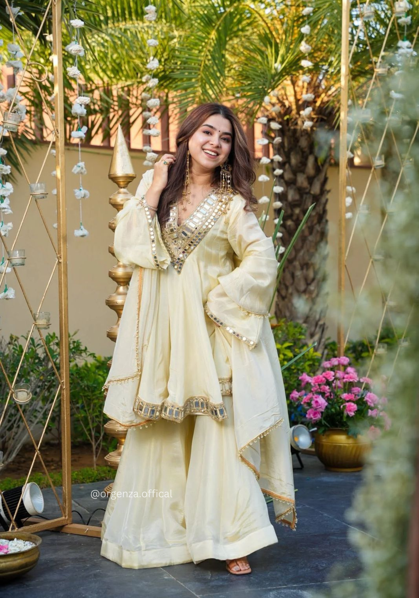 Real Mirror Work Jari Silk Sharara Suit Ready to Wear Premium Set