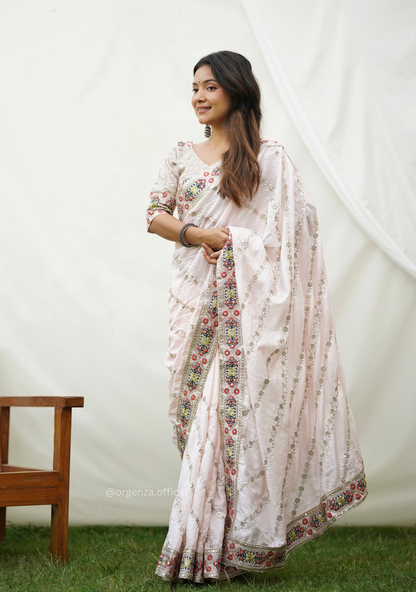 Pure Simmer   Silk Saree With Embroidery Work - Orgenza Store