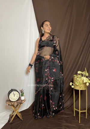 Organza Saree With Khatli Work - Orgenza Store - digisoch