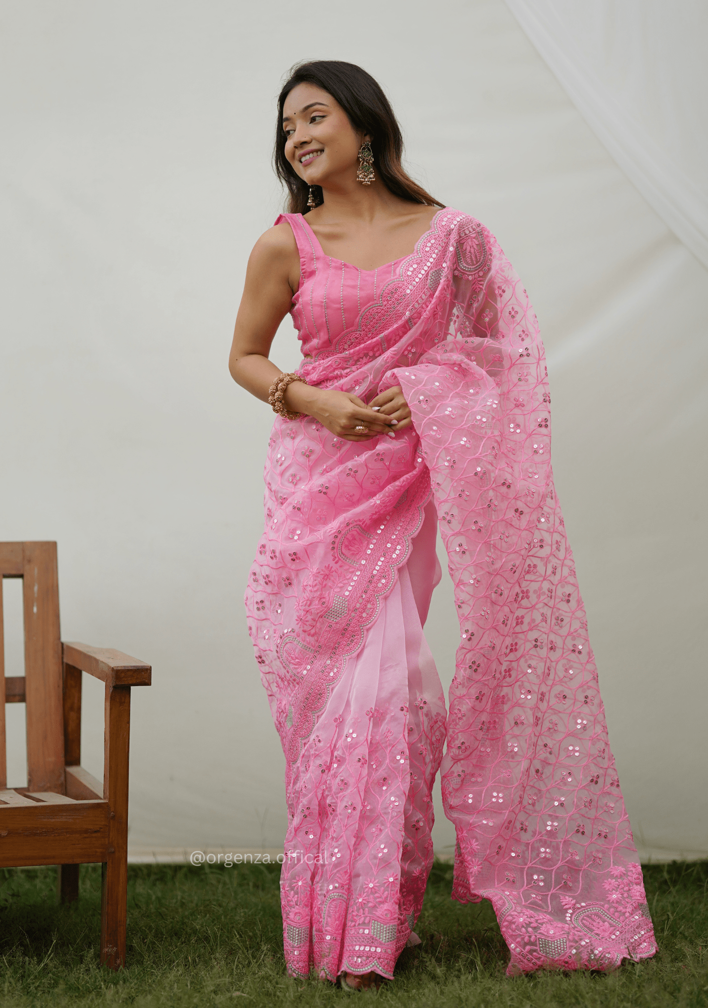 Organza Saree With Embroidery Work - Orgenza Store - digisoch