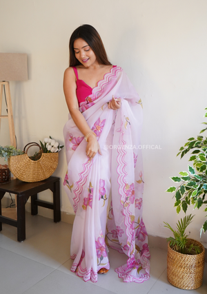 Organza Saree With Digital Print - Orgenza Store