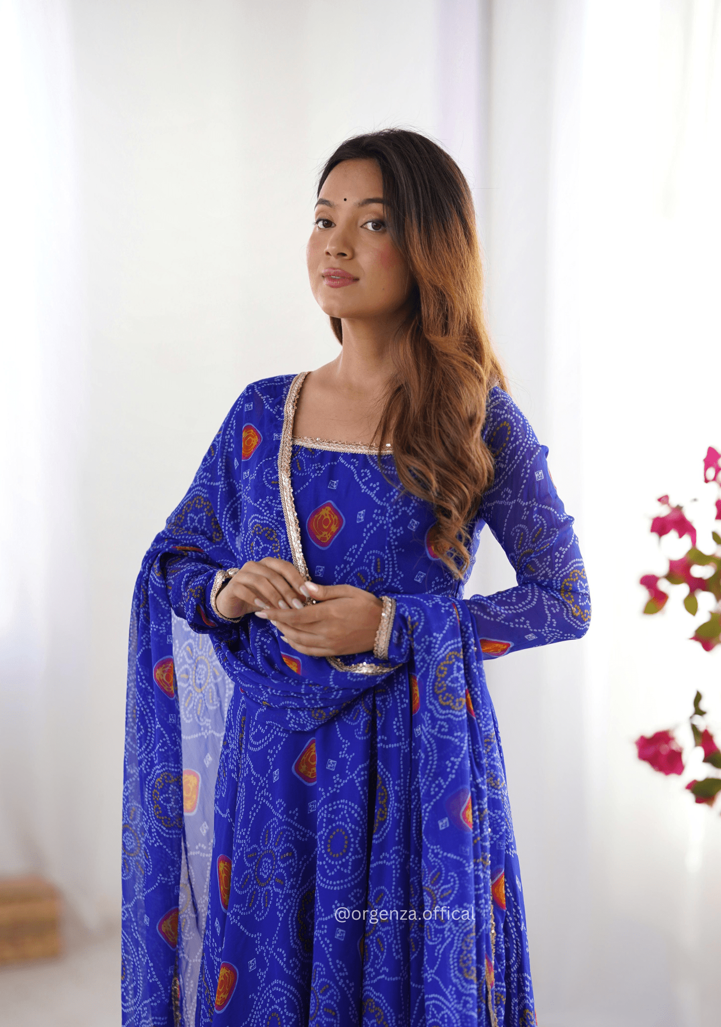 Pure Chiffon Bandhej Gown - Orgenza Store - digisoch