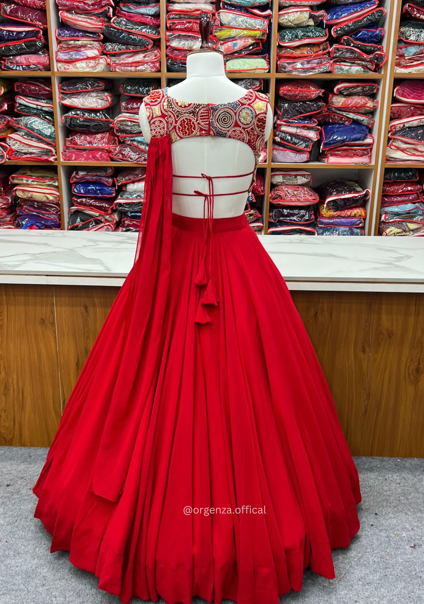Red Colour Georgette Lengha Choli - Orgenza Store