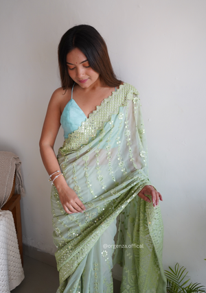 Georgette Silk Saree With Embroidery Work - Orgenza Store