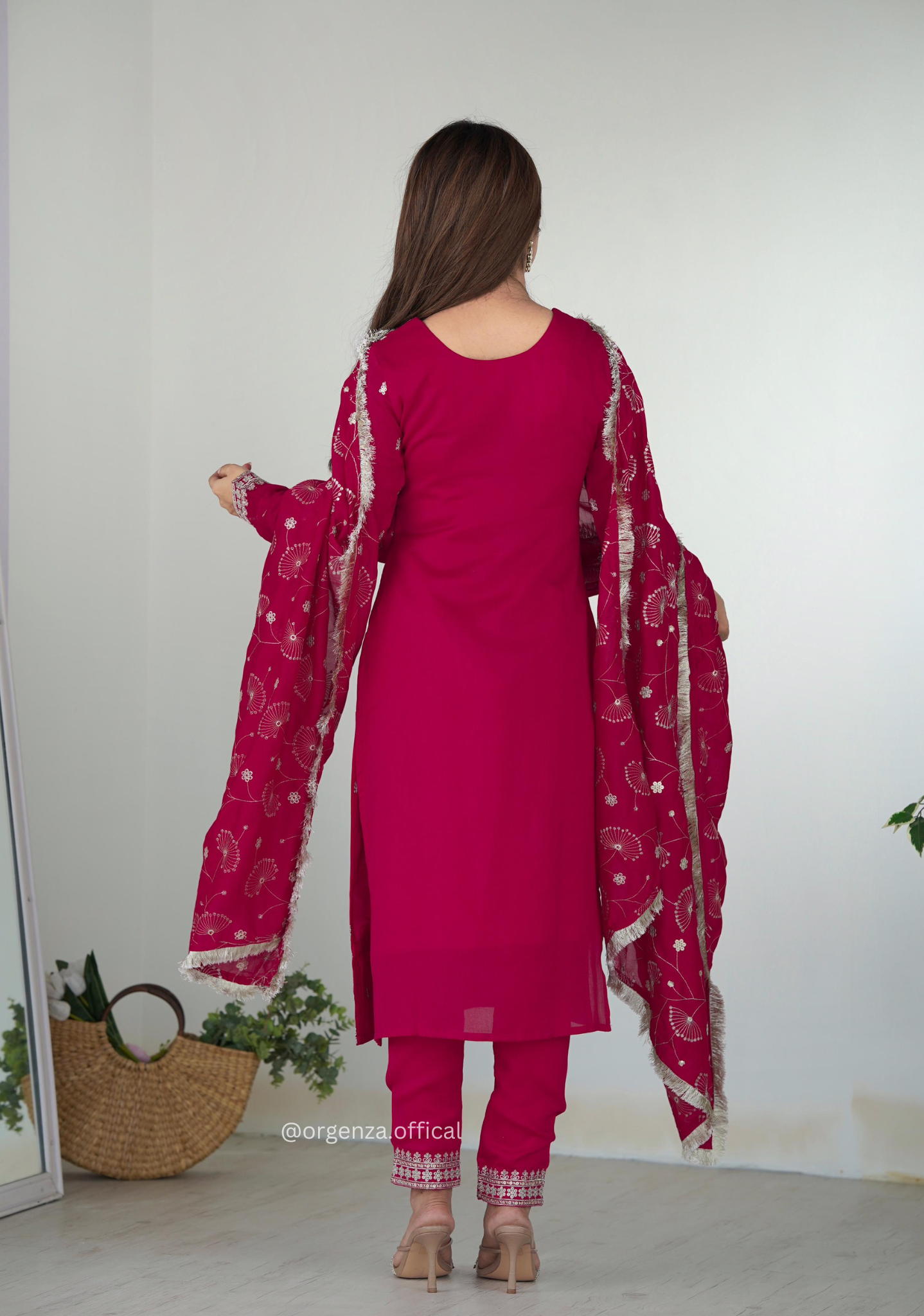Rangoli Fabric Straight Fit Kurta With Dupatta Set - Orgenza Store