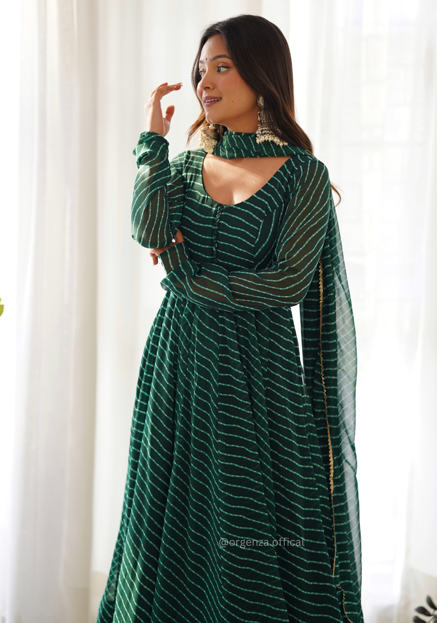 Georgette Silk Laheriya Print Anarkali - Orgenza Store