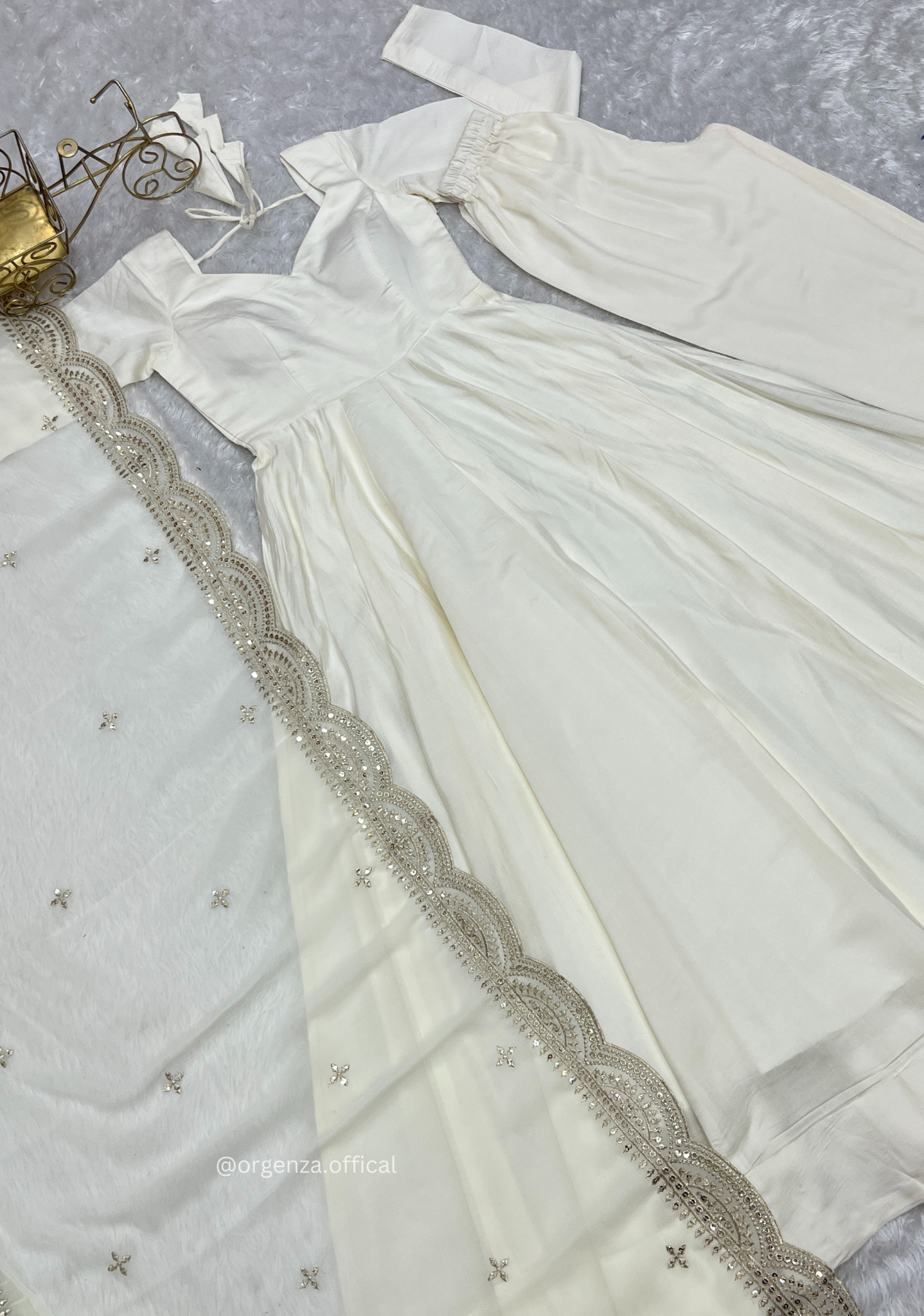 Roman Silk Chanderi Plain Anarkali Kurti - Orgenza Store