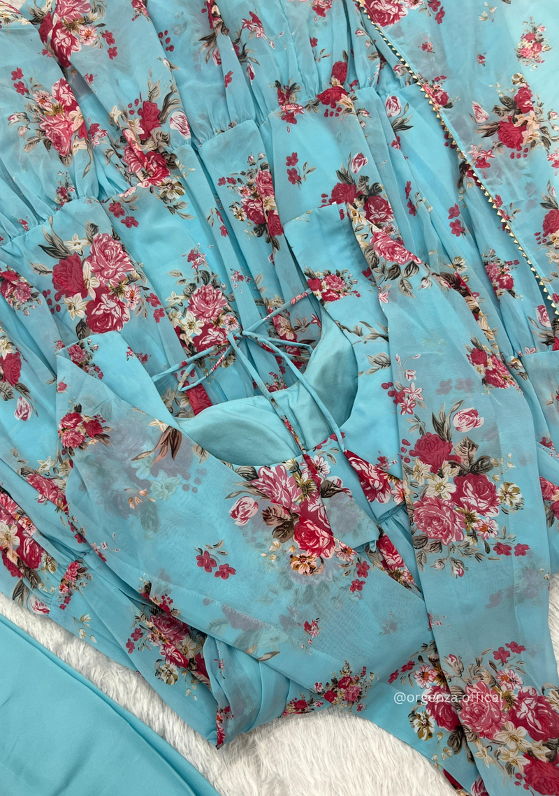Pure Georgette Silk Floral Print Kurtis With Dupatta Set