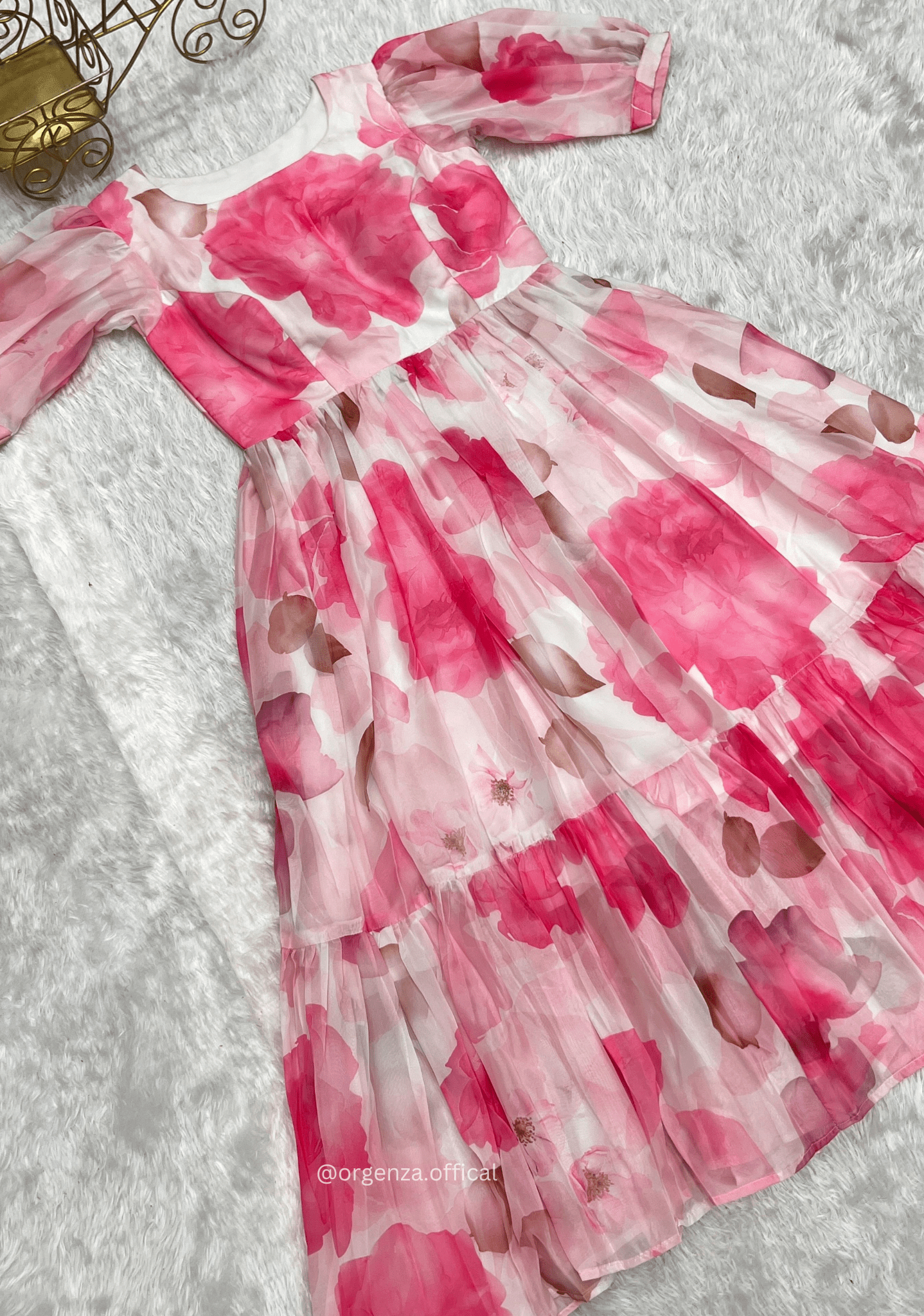 Organza Silk Floral Print Dress - Orgenza Store - digisoch