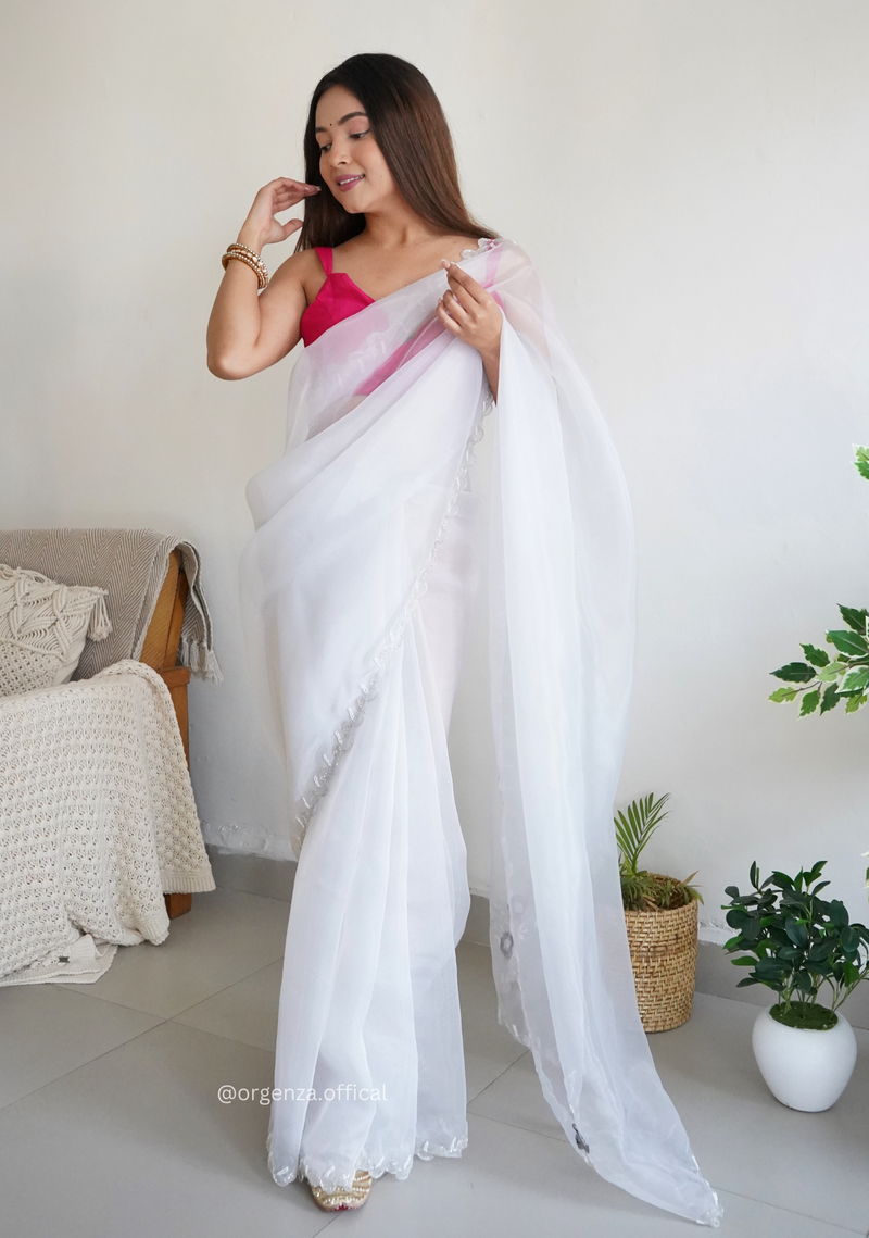 White Organza With Jardoshi And Khatli Work