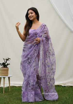 Organza Silk Saree With Embroidery Work - Orgenza Store