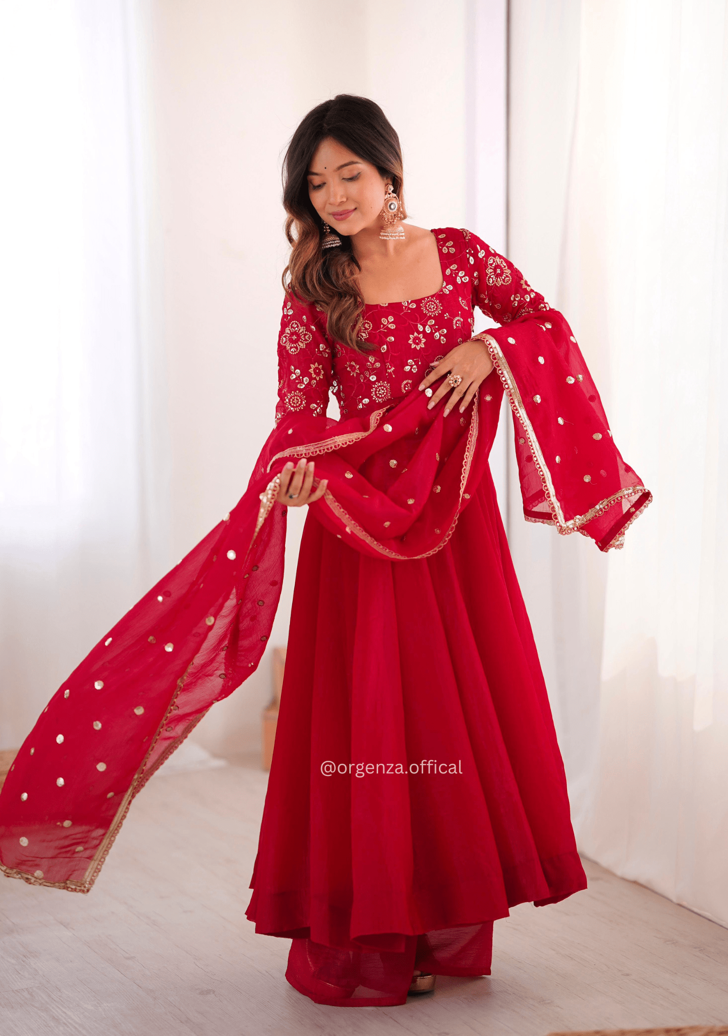 Premium Crunchy Silk Anarkali Suit Set with 4 Meter Flair & Lace Border Dupatta - Orgenza Store - digisoch