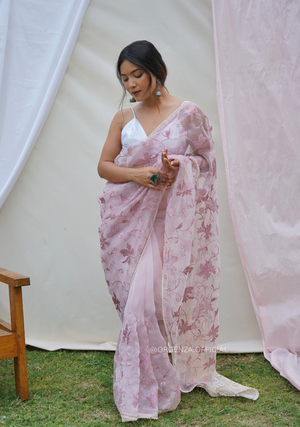 Pure Organza Silk Saree With Chikankari Work - Orgenza Store