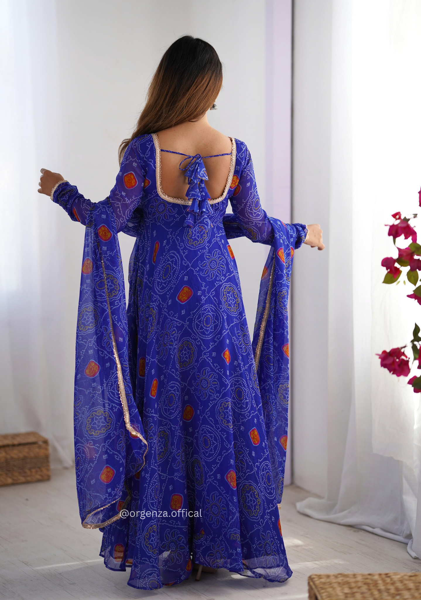 Pure Chiffon Bandhej Gown - Orgenza Store