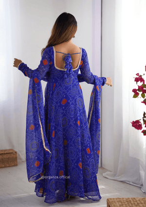 Pure Chiffon Bandhej Gown - Orgenza Store - digisoch