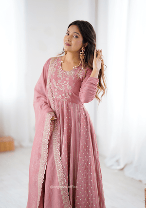 Peach Colour Crunchy Silk Anarkali Kurti - Orgenza Store - digisoch