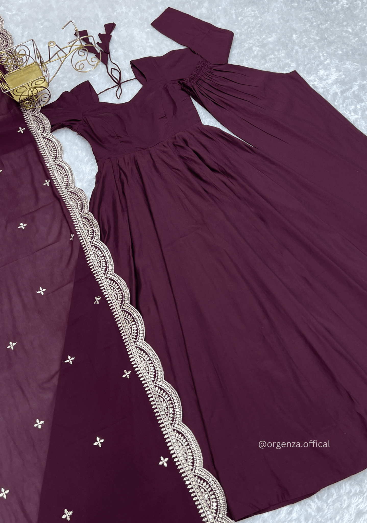 Roman Silk Chanderi Plain Anarkali Kurti - Orgenza Store - digisoch
