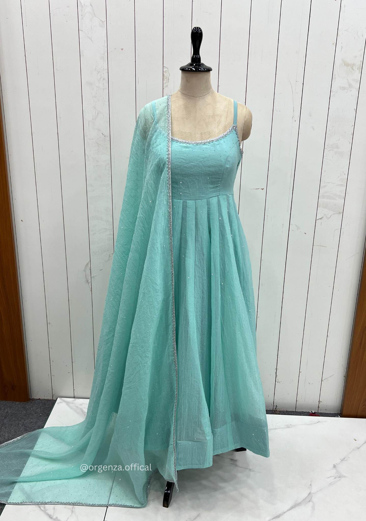 Sky Colour Crunchy Silk Kurti - Orgenza Store