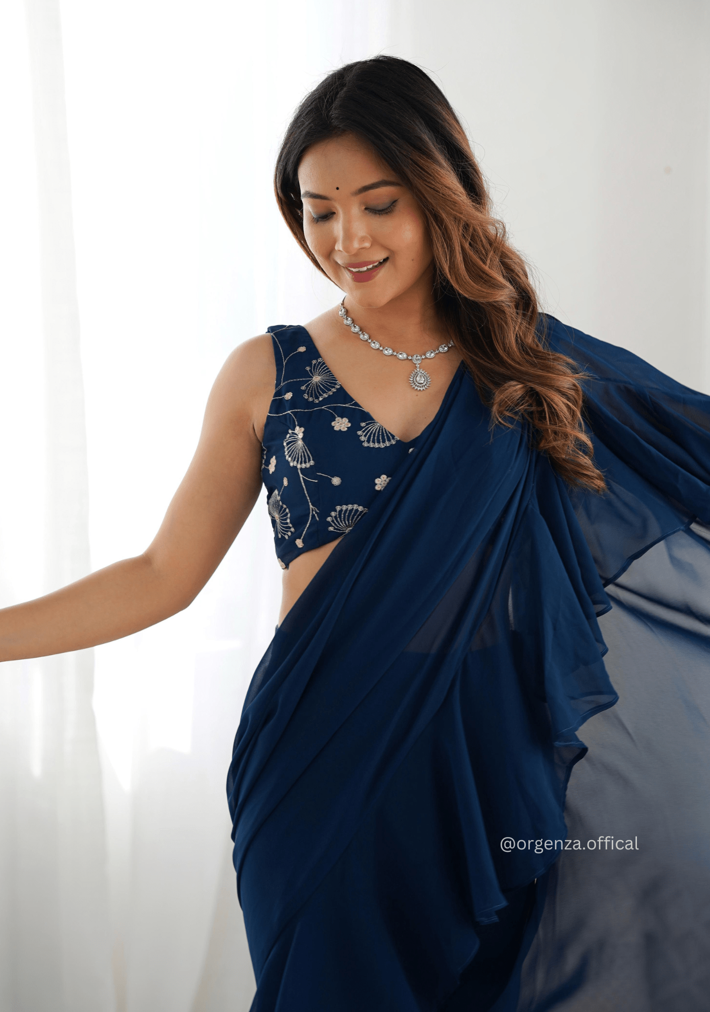 Ready To Wear Teal Blue Colour Sharara Saree - Orgenza Store - digisoch