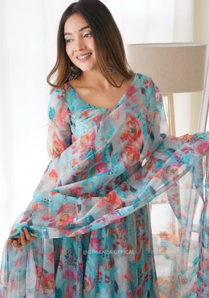 Pure Tabby Silk Organza Silk Anarkali Kurtis - Orgenza Store