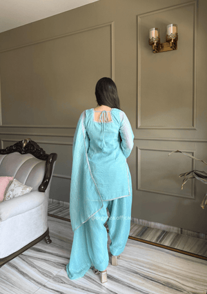 Crunchy Silk Farshi Salwar Suit with Swarovski Work & Dupatta - Orgenza Store - digisoch
