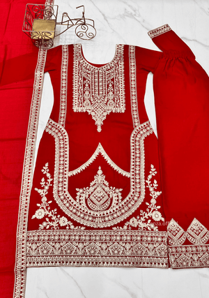 Vichitra Silk Fabric Straight Fit Kurta With Dupatta Set - Orgenza Store - digisoch