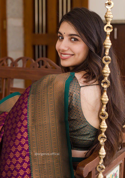 Lichi Silk Saree With Jacquard Zari Work