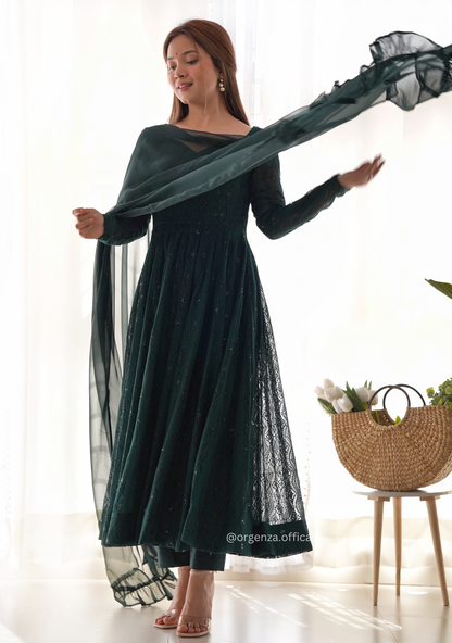 Georgette Silk Lukhnowi Sequence Work Anarkali - Orgenza Store