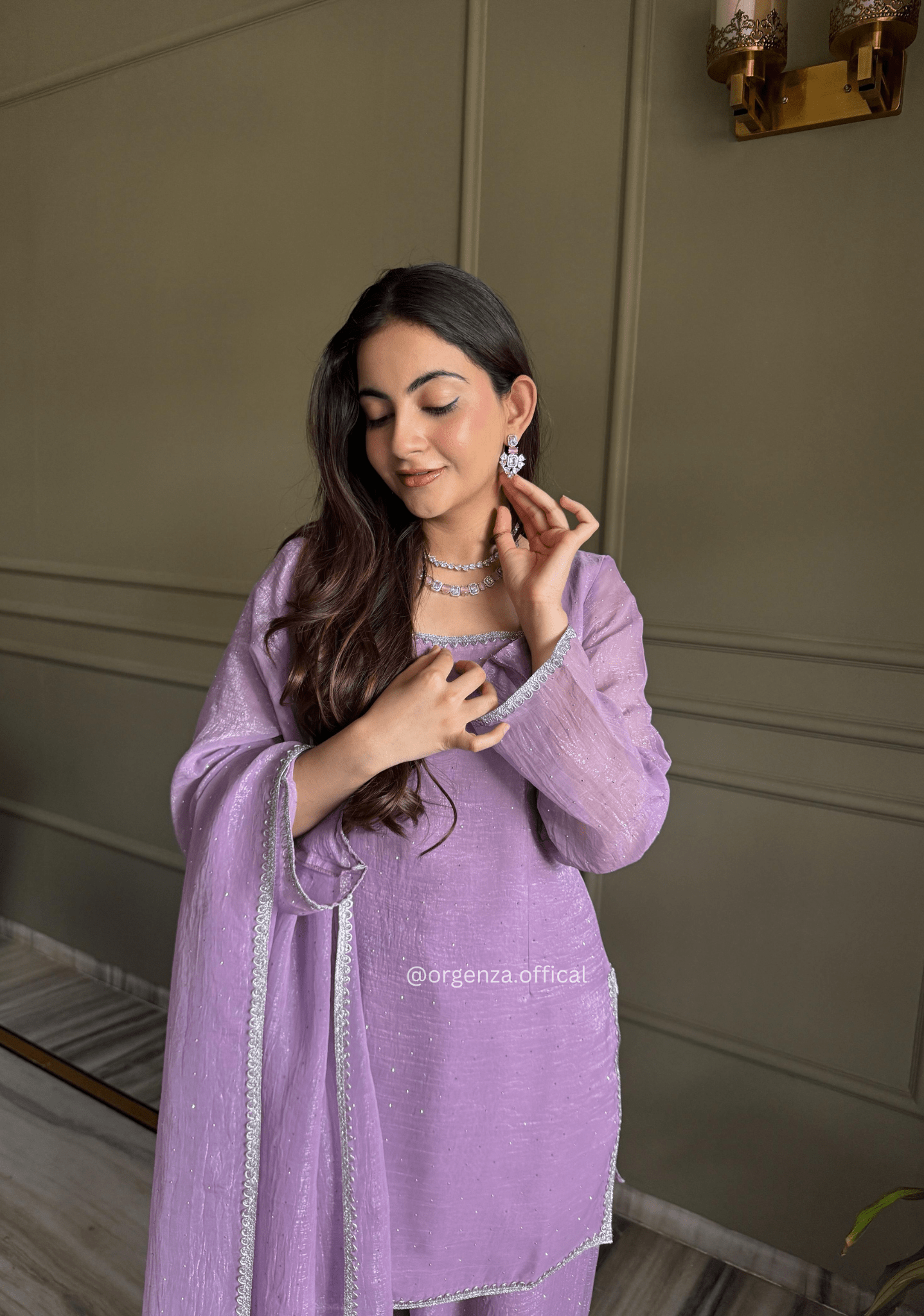 Farshi Salwar Suit in Crunchy Silk with Swarovski Work - Orgenza Store - digisoch
