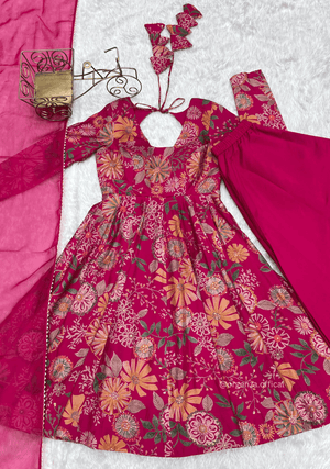 Roman Silk Chanderi Fabric Kediya Kurta With Palazzo Set - Orgenza Store - digisoch
