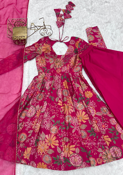 Roman Silk Chanderi Fabric Kediya Kurta With Palazzo Set - Orgenza Store